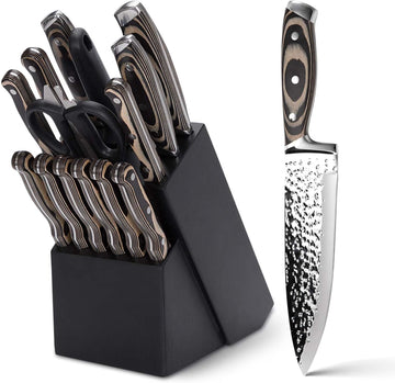 Kitchen Knife Set,15-Piece Knife Set With Block Wooden,Self Sharpening For Chef Knife Set,High Carbon Japan Stainless