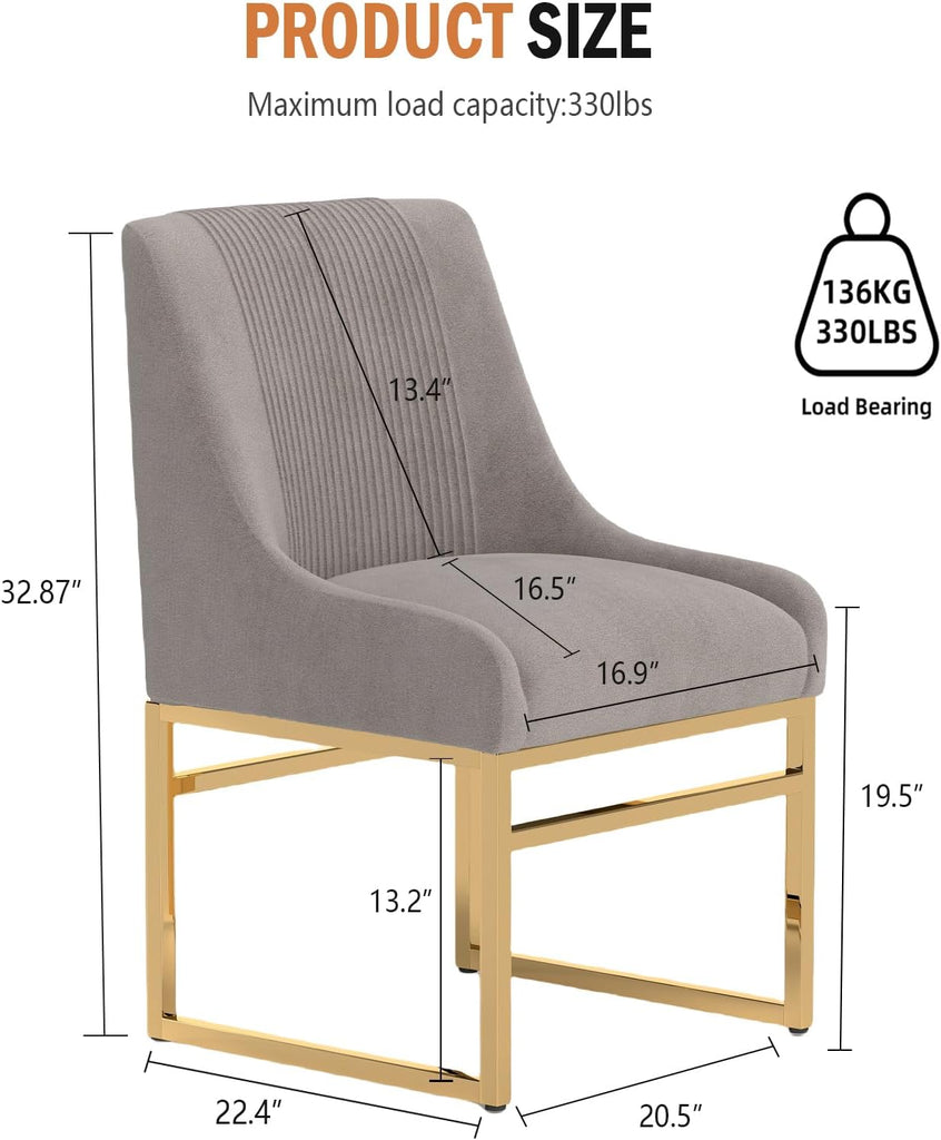 Kitchen & Dining Room Chairs Set of 2 Mid Century Modern Dining Chairs Upholstered Dining Chairs with Polished Gold