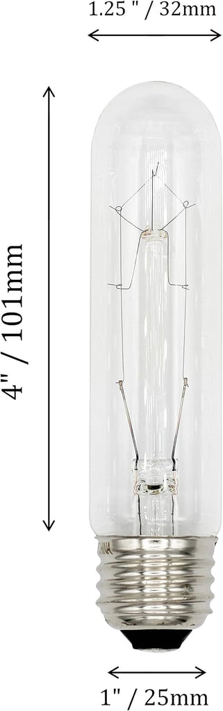 3090 (Pack of 4) 40T10/CL - 40 Watt T10 Clear Tubular - 120V - Medium (E26) Base - Incandescent Light Bulbs
