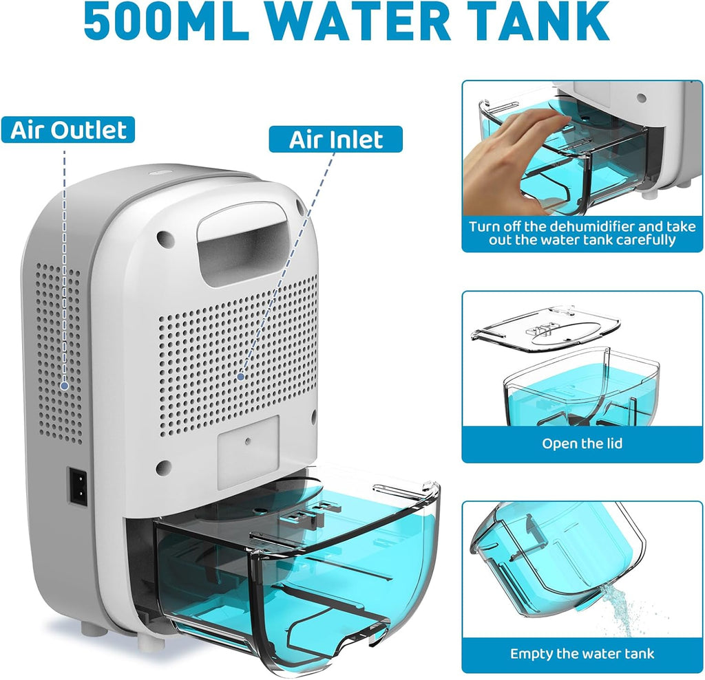 Mini Dehumidifier for Small Bathroom. Quiet. Auto Shut