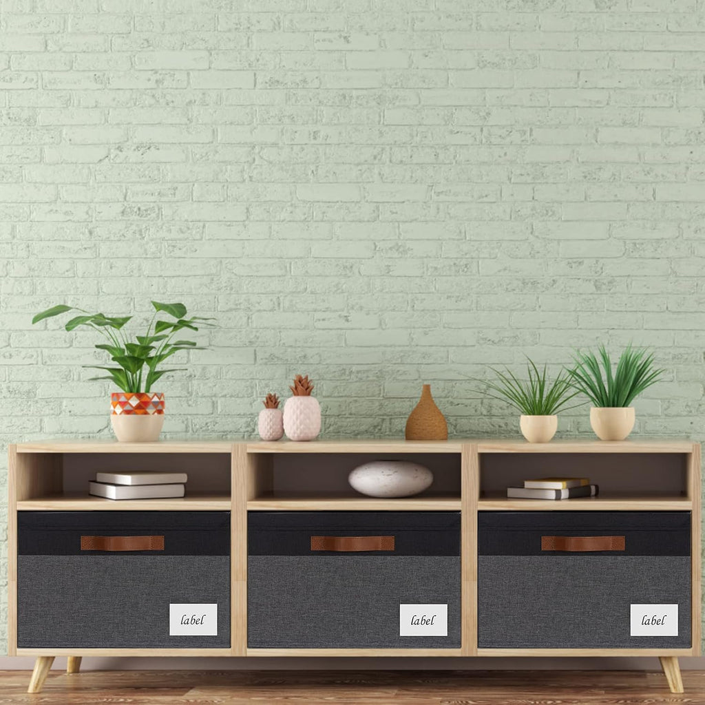 Large Storage Bins with Lids, Foldable Fabric Storage Baskets with Lids, Sturdy Storage Boxes with Labels and 3 PU