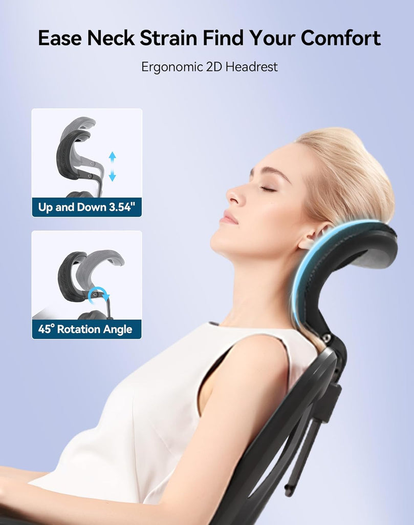 M57 Ergonomic Mesh, High Back Home Desk Chair with 3D Armrests, Lumbar Support and Adjustable Headrest, Comfortable