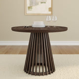 Round Dining Table, 38", Wooden, Pedestal, Minimalist Kitchen Table for 4 for Dining Room, Walnut