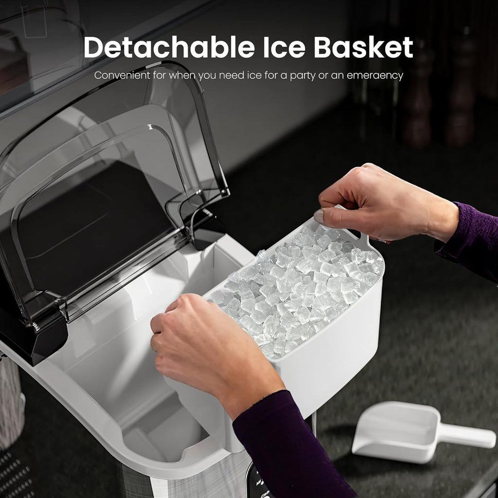 Nugget Ice Makers Countertop,35Lbs/24H,Portable Sonic Ice Machine with Self-Cleaning,One-Click Operation