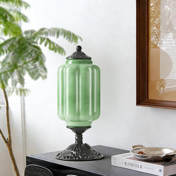 Milk Glass Table Lamp, Touch Control with USB Charging Port Vintage Bedside Desk Lamp Stepless Dimmi