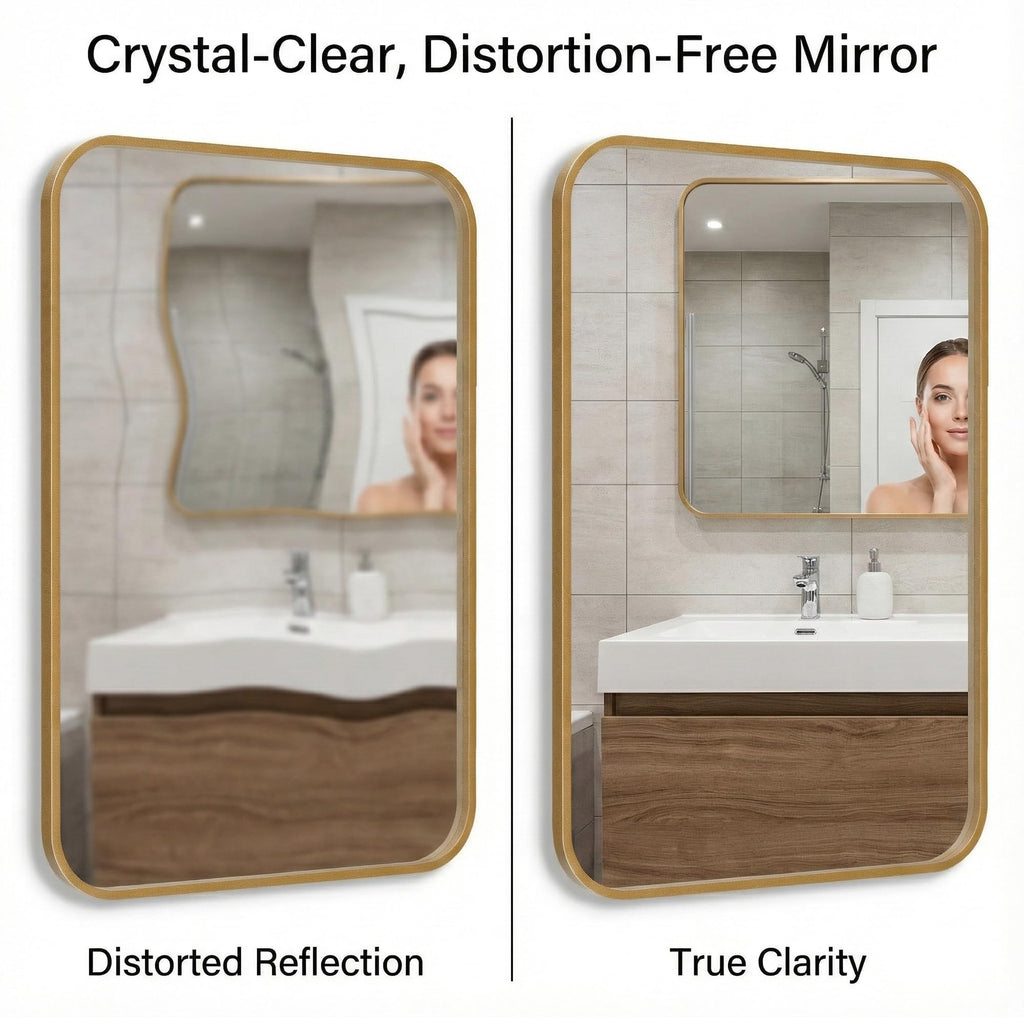 2-Pack 24x36 Inch Antique Gold Rounded Rectangle Vanity Mirrors
