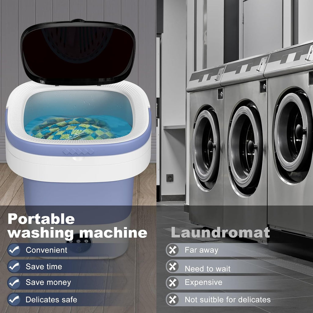 Portable Washing Machine, 12L Upgraded Mini Washing Machine With Spin Basket, Foldable Washer Cleaning for Underwear