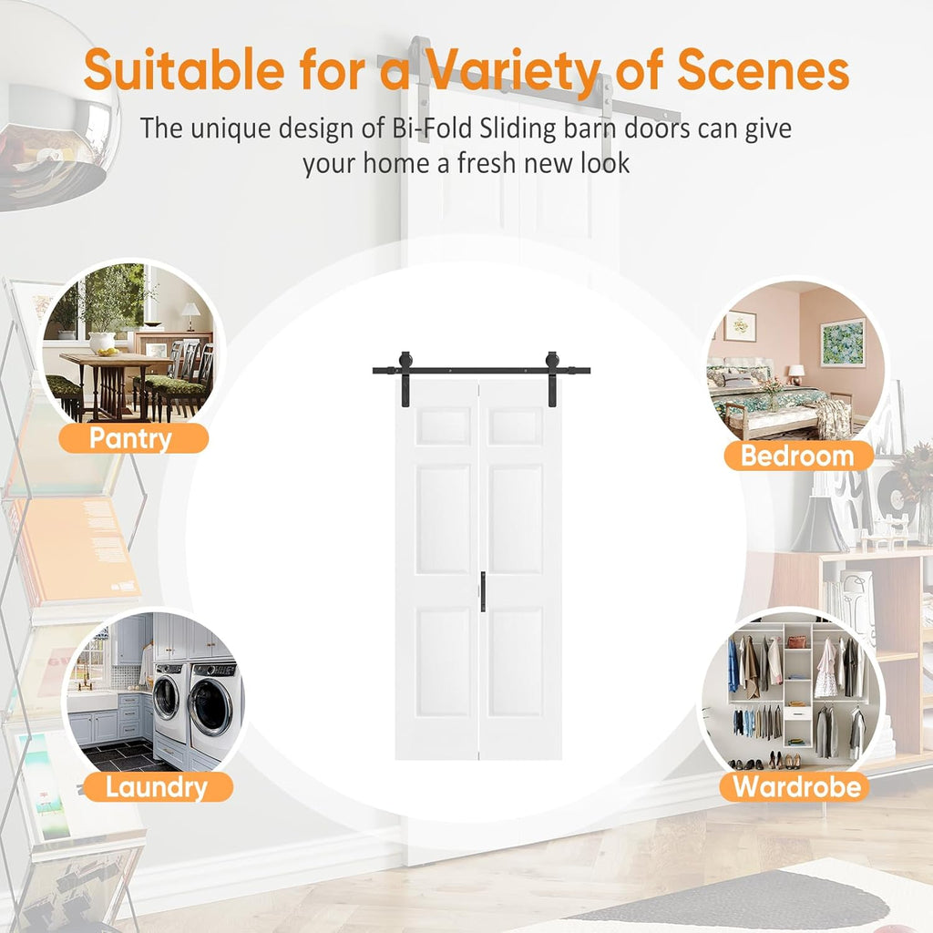 Bifold Barn Door 60" x 84", 6-Panel Sliding Barn Doors with Hardware Kit Set, Pre-drilled Closet Doo