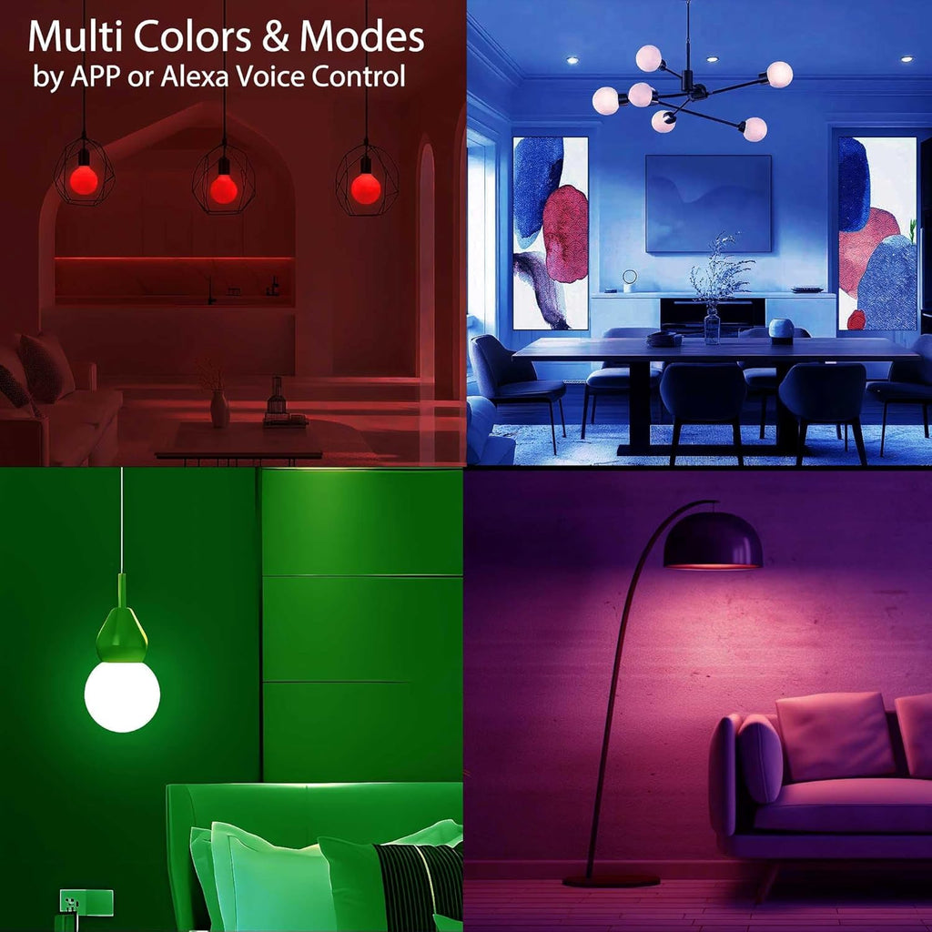G25 Globe Light Bulbs, App-Controlled Vanity Light Bulbs via Bluetooth Mesh,1600 Million Colors, 600LM, 6W, 60W