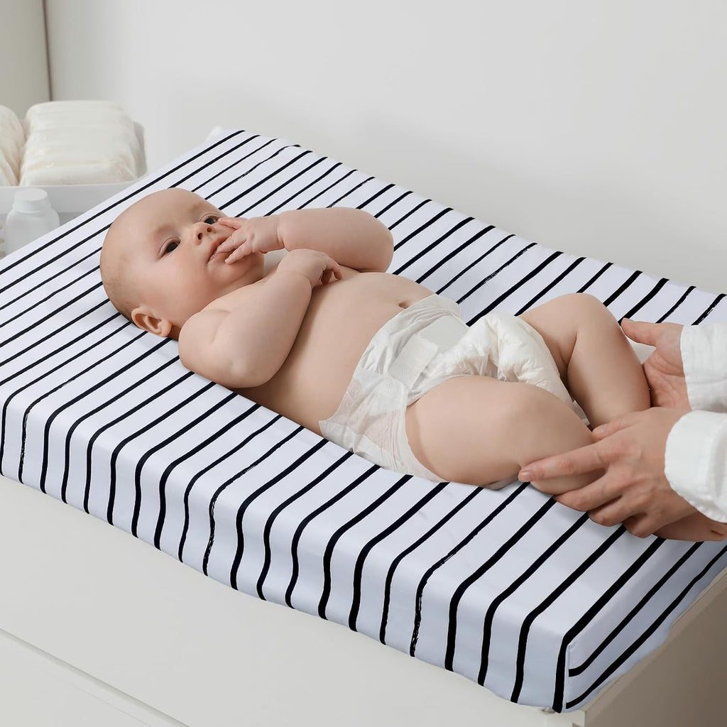 4 Pcs Black and White Crib Sheets for Baby Microfiber Baby Bassinet Soft Sheets Crib 52" x 28" for Standard Cribs
