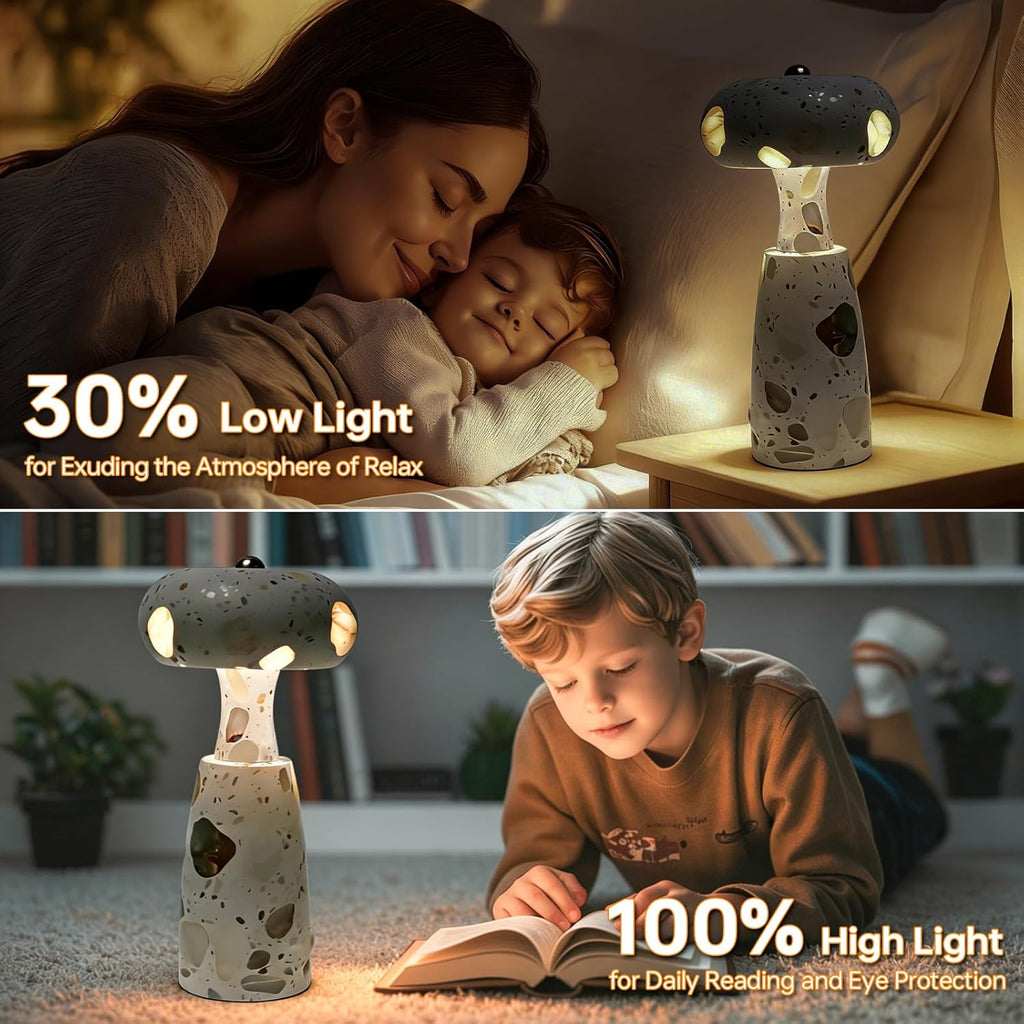 Natural Marble Table Lamp, Three-Color Temperature Dimmable LED Stone Table Lamp