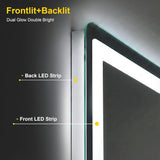 LED Bathroom Mirror with Lights - Anti-Fog, Dimmable, Backlit+Frontlit, 3 Color Light - 40"x30" Lighted Vanity Mirrors