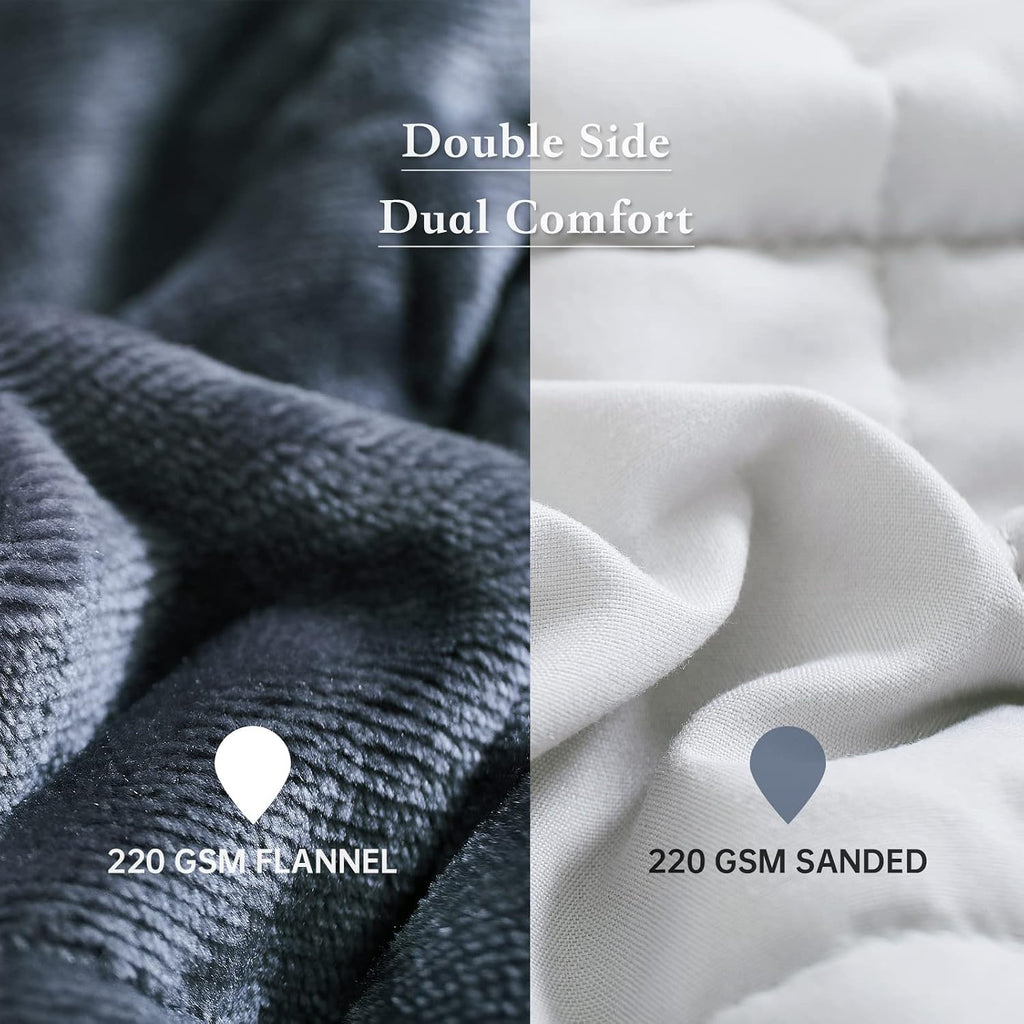 2 PCS Weighted Trow Blanket, Super Cozy Flannel Grey Weighted Blanket 60" x 80" 15 Pounds and 10 LBS Blue Cooling