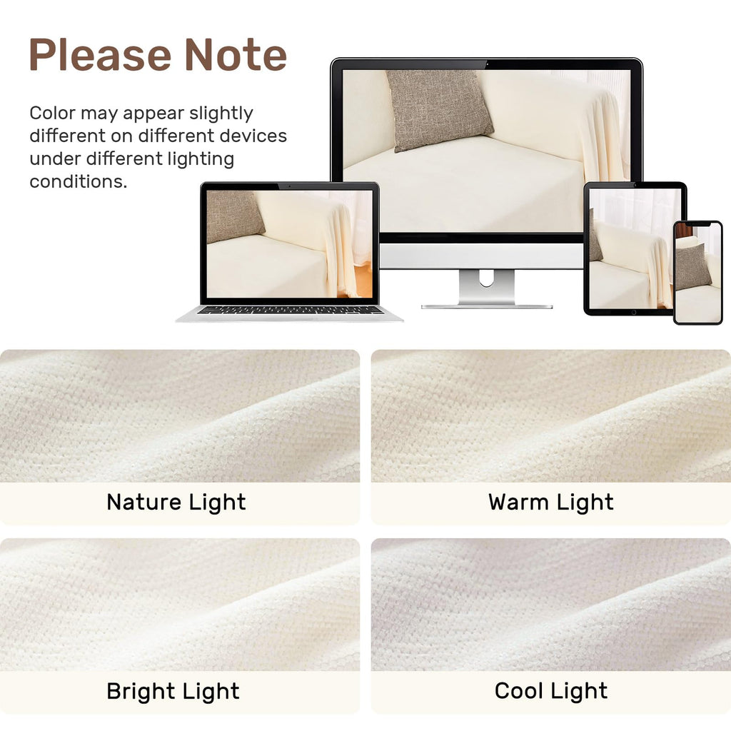 2 Pieces Sectional Couch Covers L Shaped Cover XL Cream White