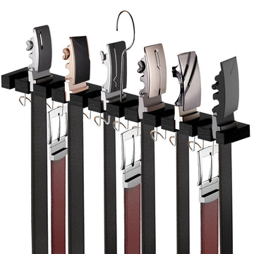 Belt Hanger for Closet Max 42 Belts, 12+11 Storage (Black)