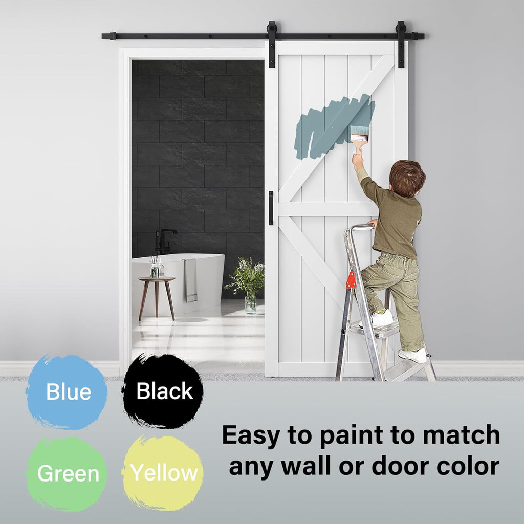 36" x 84" Sliding Barn Door and Hardware Kit Included & 6.6FT Track & Handle, Mortise and Tenon Stru