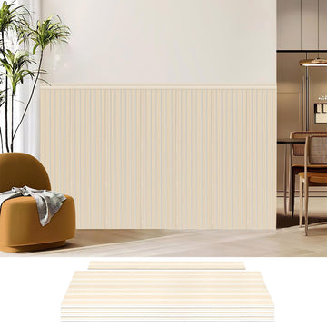 Beadboard Wainscoting Wall Panel Kit, 37.8 x 9.84 Inch, White Ash