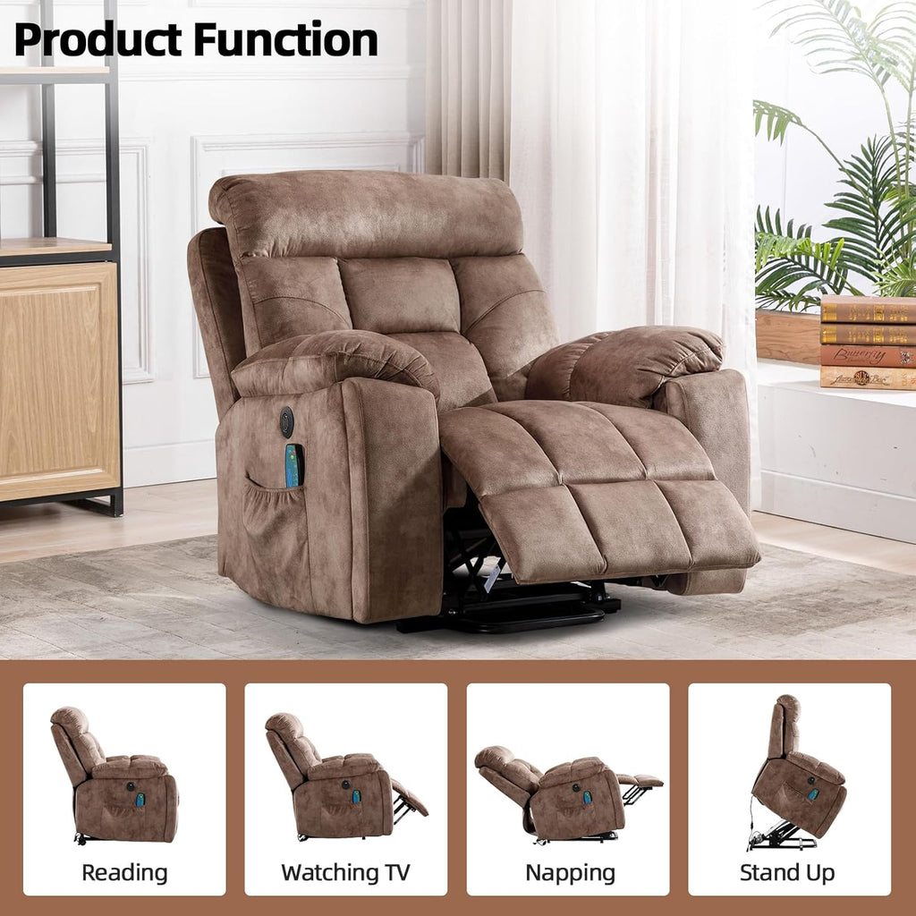 Large Power Lift Recliner Chair with Massage and Heat for Elderly Big and Tall People
