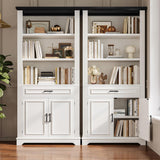 Farmhouse Bookshelves and Bookcases with Doors and Drawer, Bookshelf with Storage