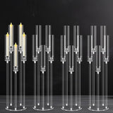 4Pcs 5 Arms Acrylic Candelabra Centerpieces for Tables Decortion,Clear Candle Holder,35 inches Tall Candlesticks