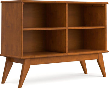 Draper 30" Tall Solid Wood 4-Shelf Bookcase in Teak Brown
