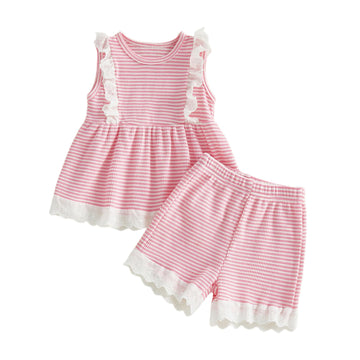Toddler Baby Girl Summer Clothes Tank Shirt Shorts 2Pcs Outfit Set