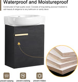 16-Inch Floating Bathroom Vanity with Sink – Wall-Mounted Single Sink Cabinet with Soft-Close Door and White Ceramic Top for Small Spaces