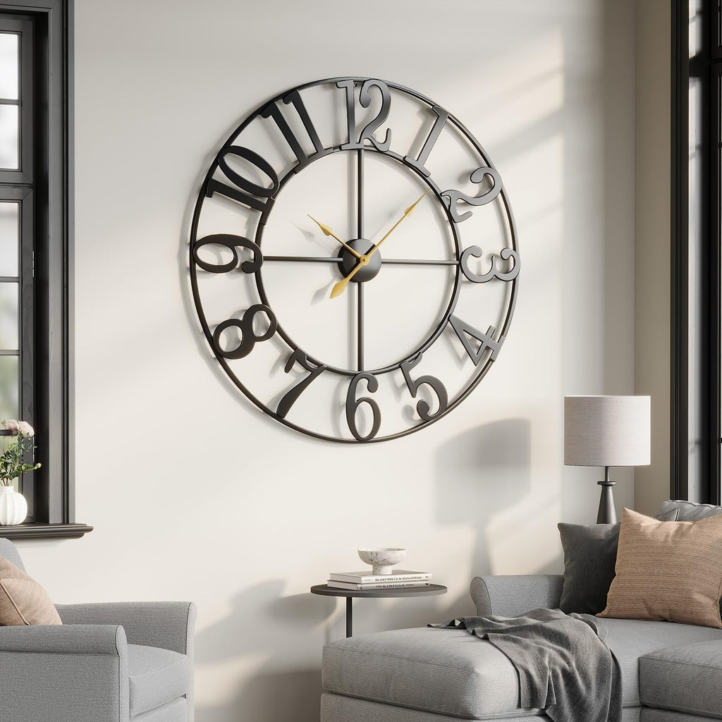 Extra Large Wall Clock 40 Inch Black Metal Clock