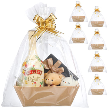 6 Pack Baskets for Gifts Empty to Fill, DIY Brown Kraft Gift Basket