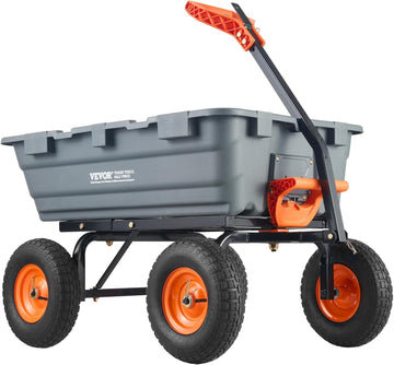 Heavy Duty 1200lbs 7 Cu.Ft Wheelbarrow Garden Dump Cart Wagon | For ATV Mower Tractor, 2-in-1 Convertible Handle to