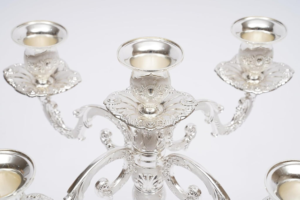 5 Arm Metal Palace Candelabra,14.5 Inch Vintage Candle Holder for Tables,Tall Candelabra Candle Standarty Events(not