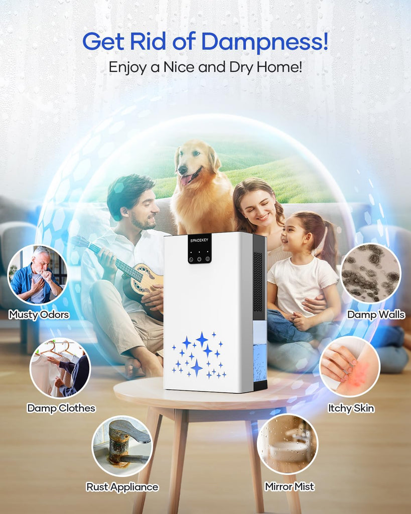 Dehumidifier, 95 OZ Water Tank Dehumidifiers for Home with Auto Shut Off