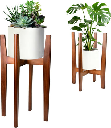 24" Tall Wood Plant Stand Indoor, Corner Flower Pot Plants Holder Outdoor | Sturdy, Modern Mid Century