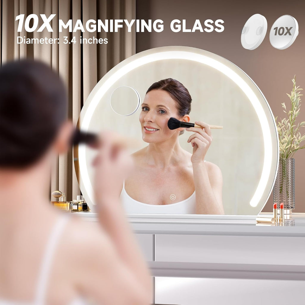 Vanity Mirror with Lights, 22.8" x 18.1" LED Makeup Mirror, Lighted Makeup Mirror with Lights, Smart Touch Control 3