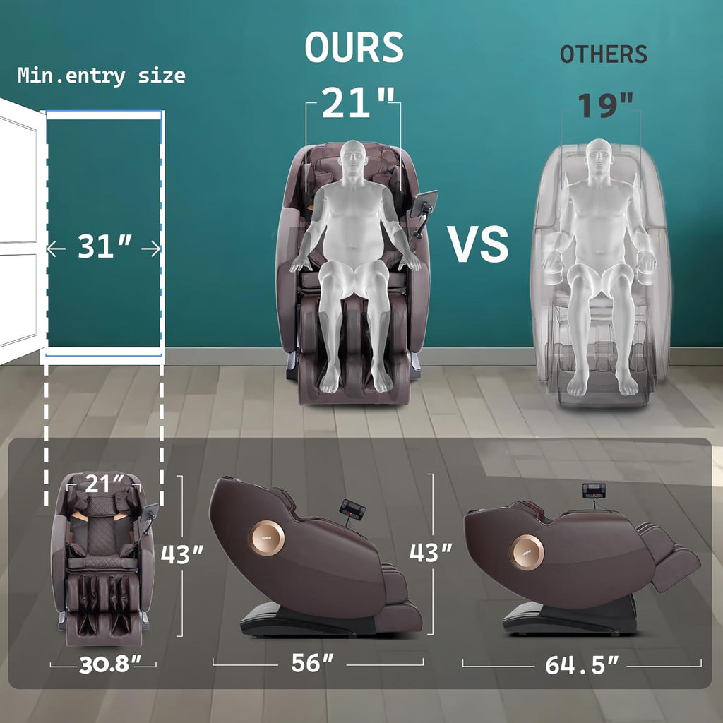 Massage Chair, Zero Gravity Full Body Massage Chair, Shiatsu Recliner with 14 Massage Points, Lumbar & Calf Heating
