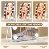 Vanity Mirror with Lights, Rechargeable Makeup Mirror, 14.6" Lighted Makeup Mirror for Dressing Room & Bedroom，Memory