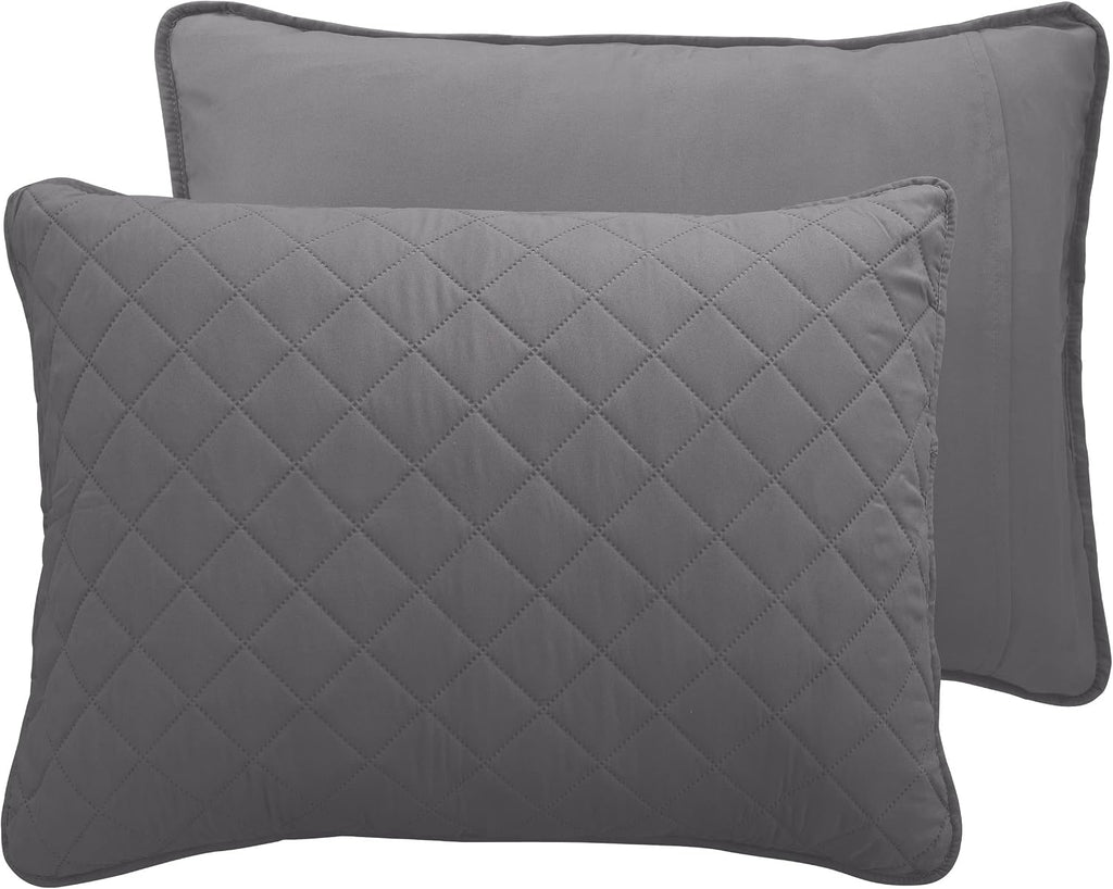 Reversible Quilt Set with 1 Quilt and 2 Pillow Shams, Soft Bed Quilt Cover, Lightweight Microfiber