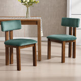 Velvet Dining Chairs Set of 4, Modern Upholstered Wood Dining Chairs for Kitchen or Dining Room, Green