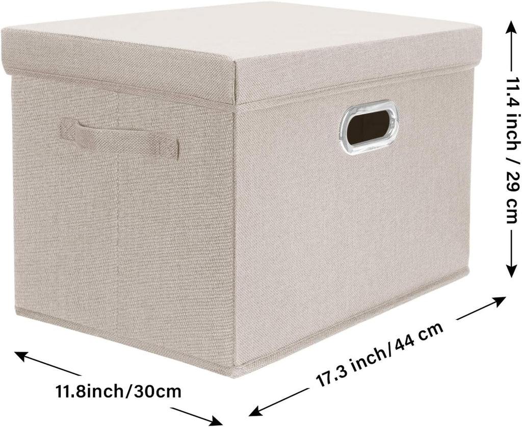 Large Storage Bins with Lids, Collapsible, Washable, Fabric Storage Boxes for Organizing, 17.3x11.8x11.4 inches, 5