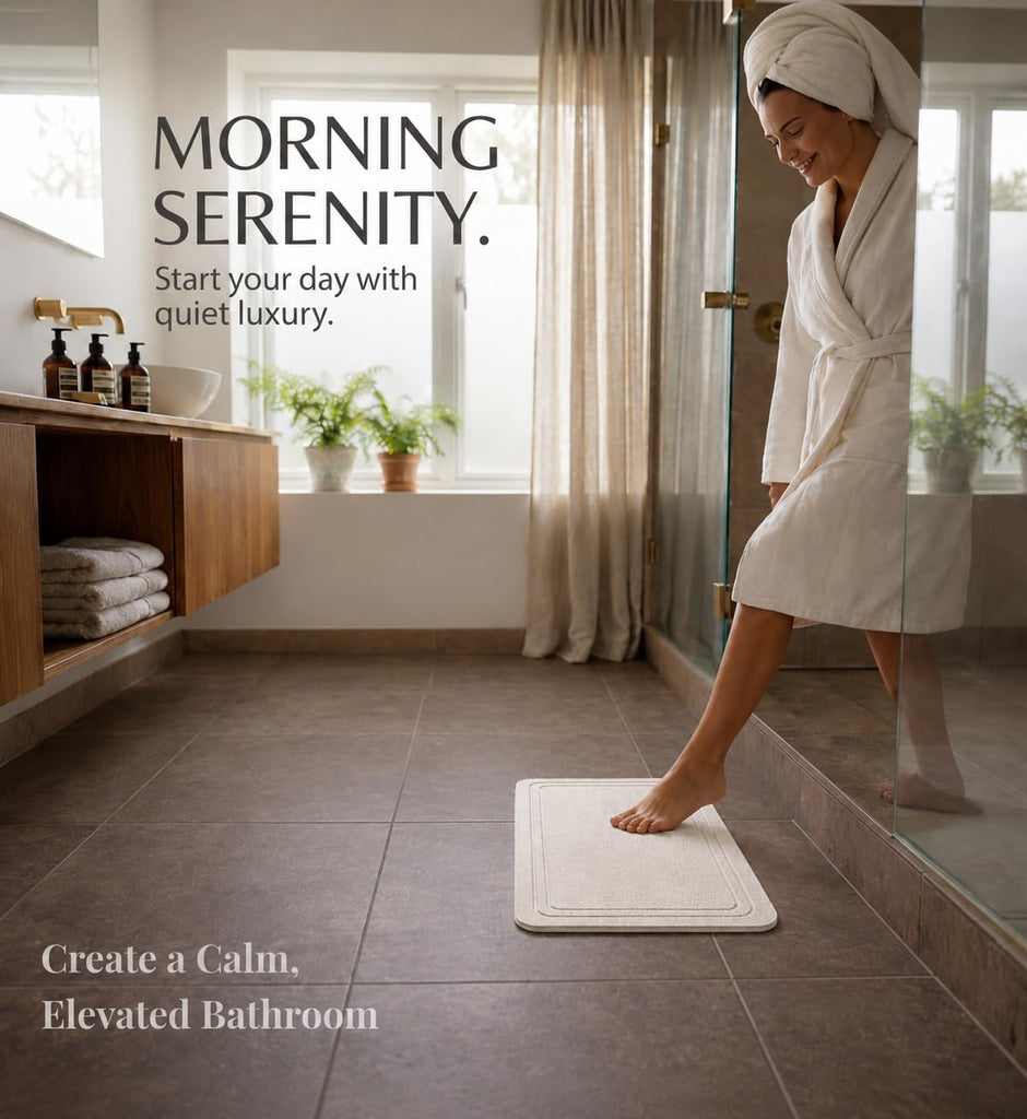 Stone Bath Mat - Diatomaceous Earth Quick Drying Non-Slip Bathroom Mat - Absorbent Diatomite Shower Mat, Durable &
