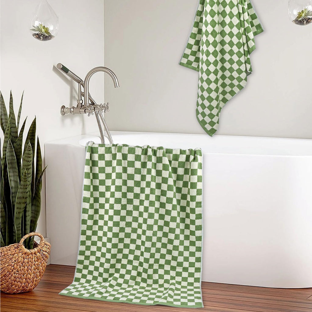 Bath Towels Set of 2 - Luxury Cotton Bathroom Shower Towels Body 55"x27.5" | Absorbent, Quick Dry, 520GSM, Green