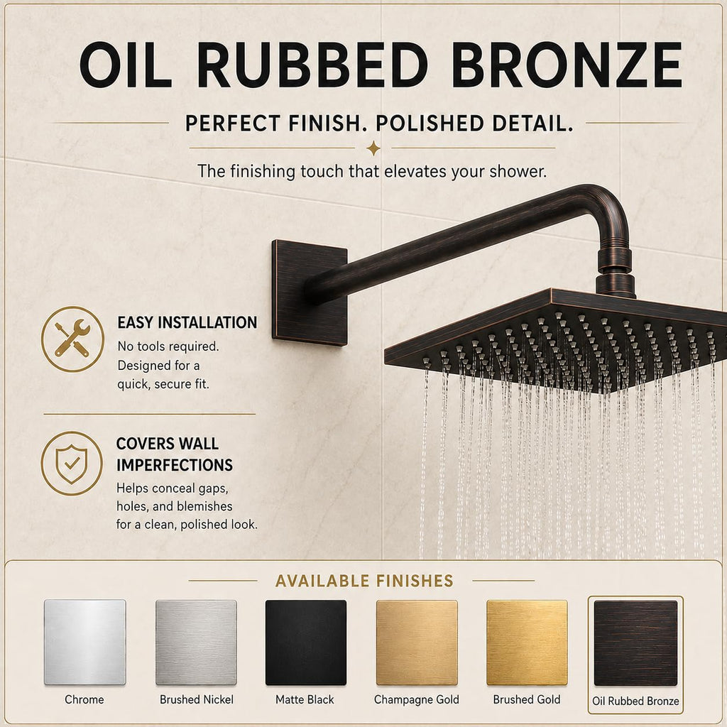Modern 3.5" Square Shower Arm Flange | Universal Extra Large Replacement Escutcheon Cover Plate (Oil Rubbed Bronze)
