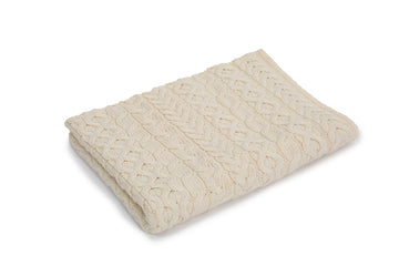 100% Heavy Cable Knit Blanket Throw 42" x 62" (106 X 157 cm) (Natural)