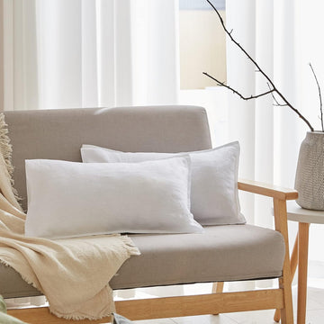 100% Linen Lumbar Pillow Cover 12 x 20 Inches Set of 2 Rectangular Decorative Throw Cushion Cover
