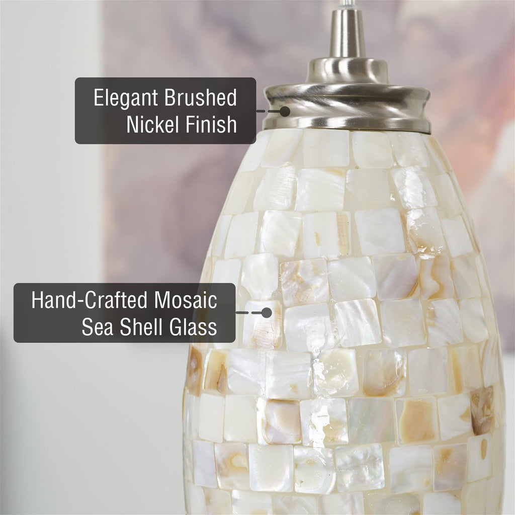Coast 9" Modern Mosaic Sea Shell Mini Pendant Light