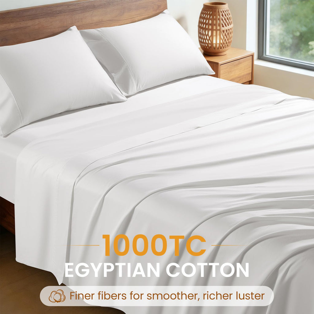 100% Egyptian Cotton King Sheet Set, 1000 Thread Count