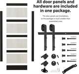 30" x 84" 5-Lites Frosted Glass Sliding Barn Door and Hardware Kit Included & 6FT Track & Handle, Ea