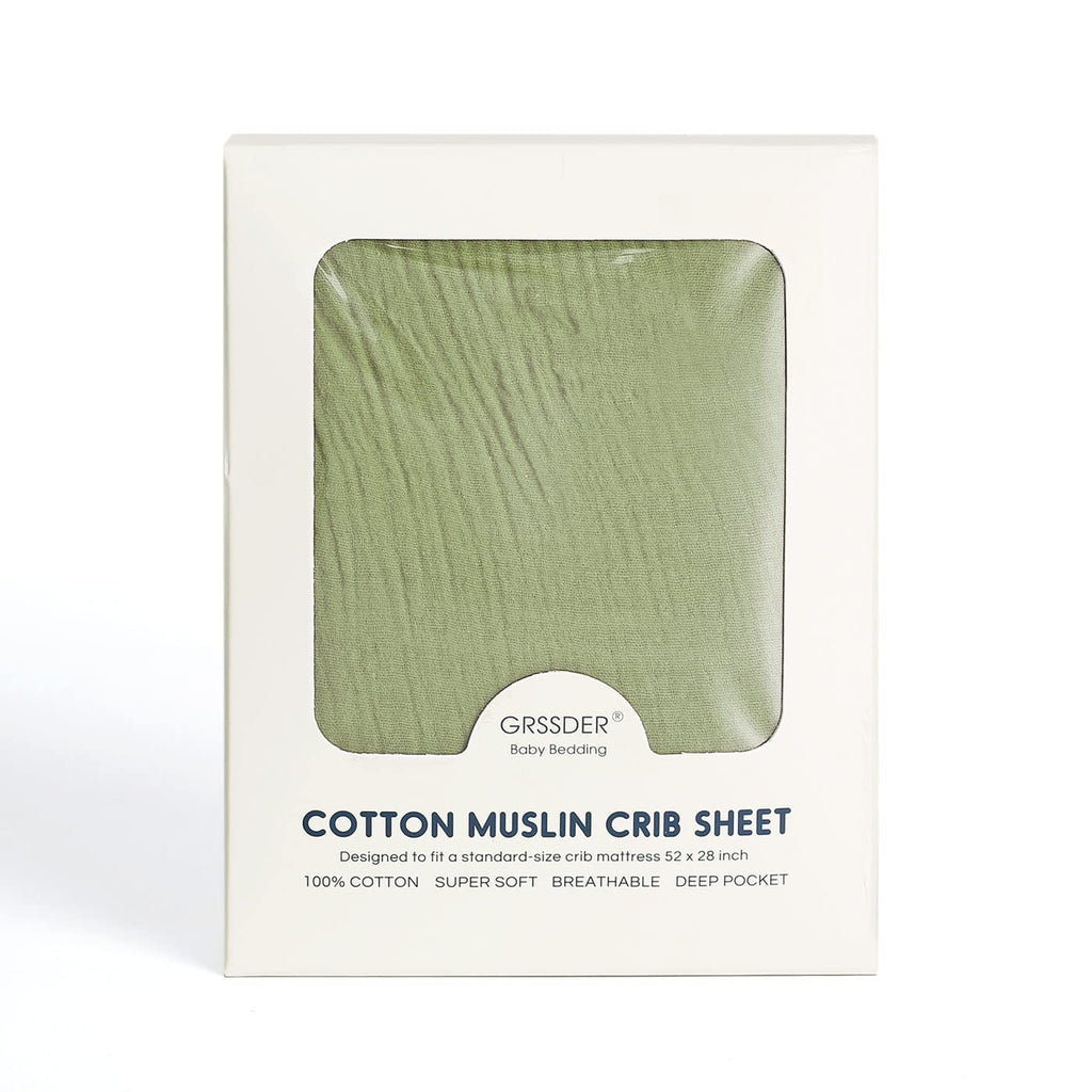 Soft Muslin Crib Sheet 1 Pack, 100% Cotton Crib Sheets with Deep Pocket for Boys and Girls, Fit Standard Crib