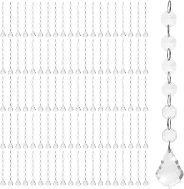 100 Pcs Acrylic Hanging Crystals for Centerpieces Chandelier Clear Crystal Garland Strands Ornament Acrylic Clear