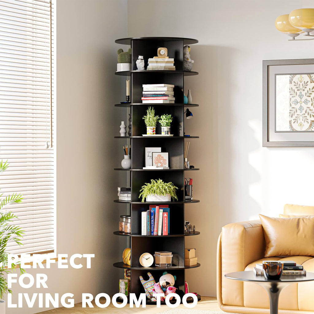 8 Tier Rotating Shoe Rack Tower, Spinning Shoe Display Lazy Susan, Revolving 360 Shoe Rack Storage Round Carousel
